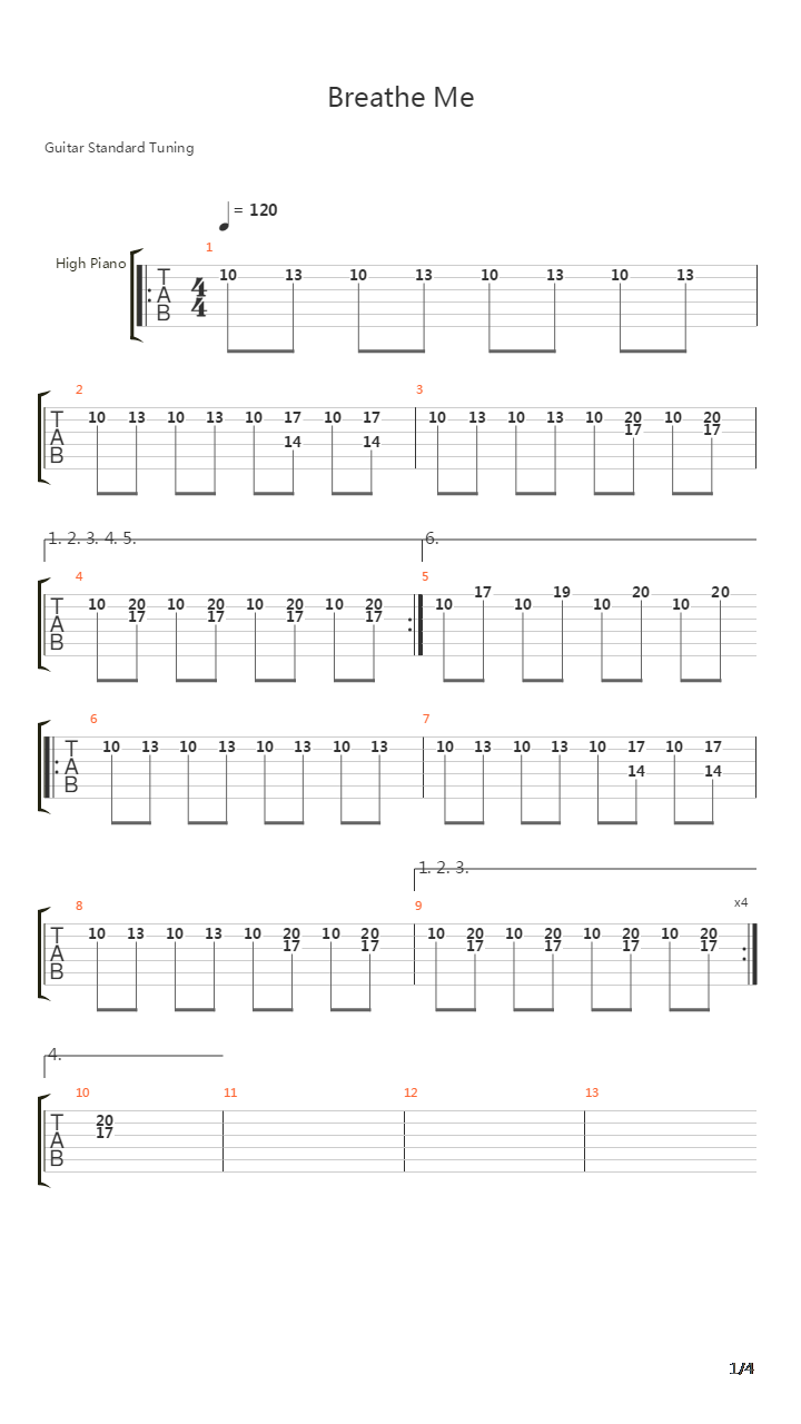 Breathe Me吉他谱