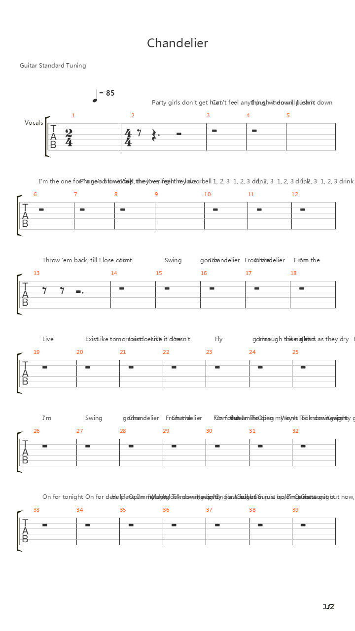 Chandelier吉他谱