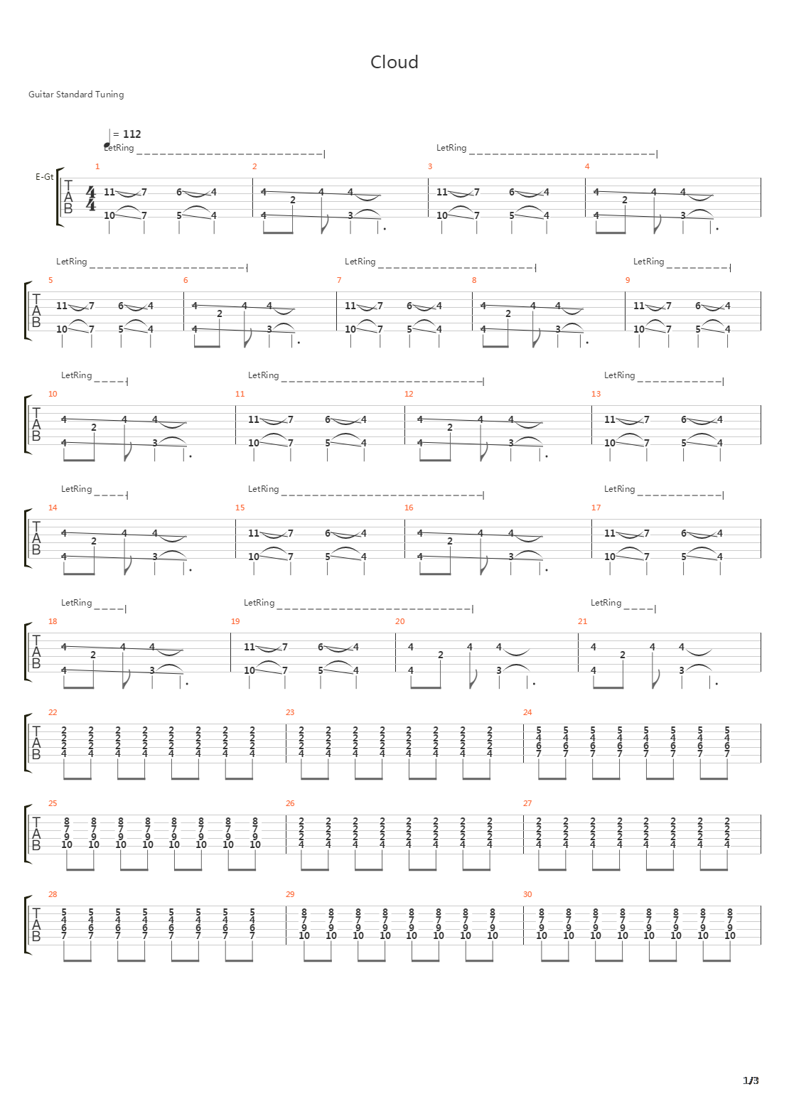 Cloud吉他谱