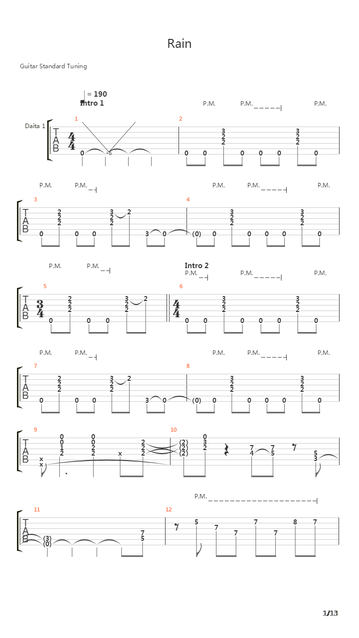 Rain吉他谱