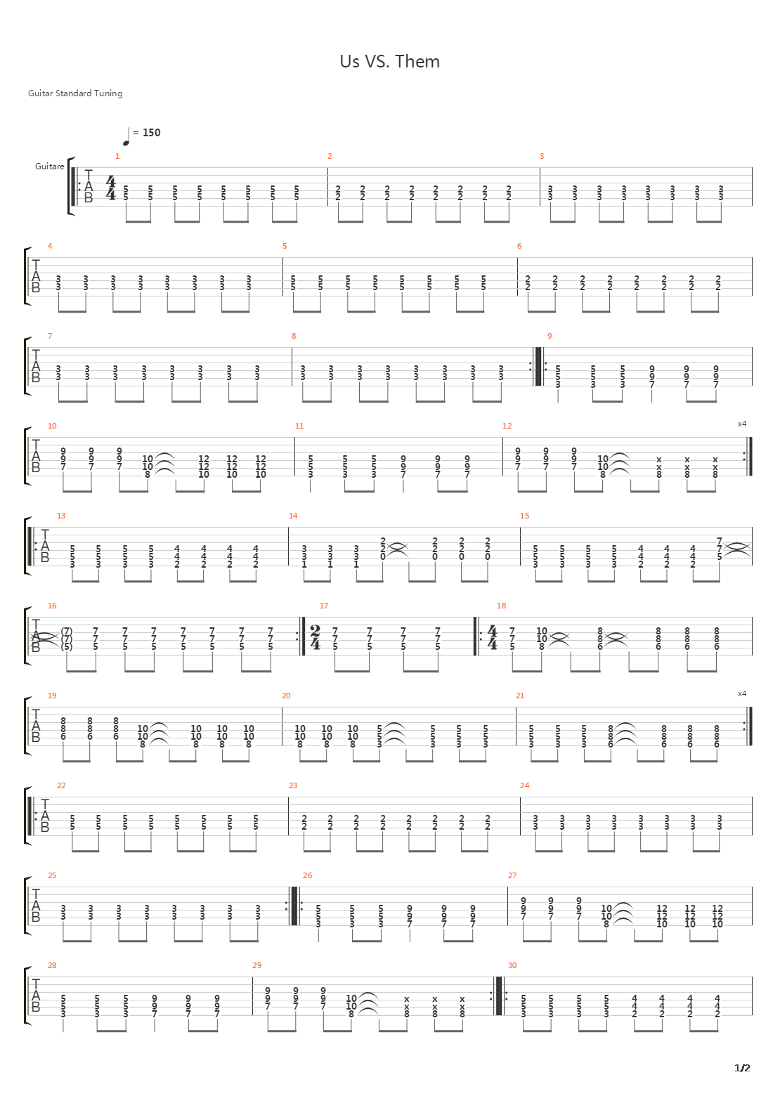 Us Vs Them吉他谱