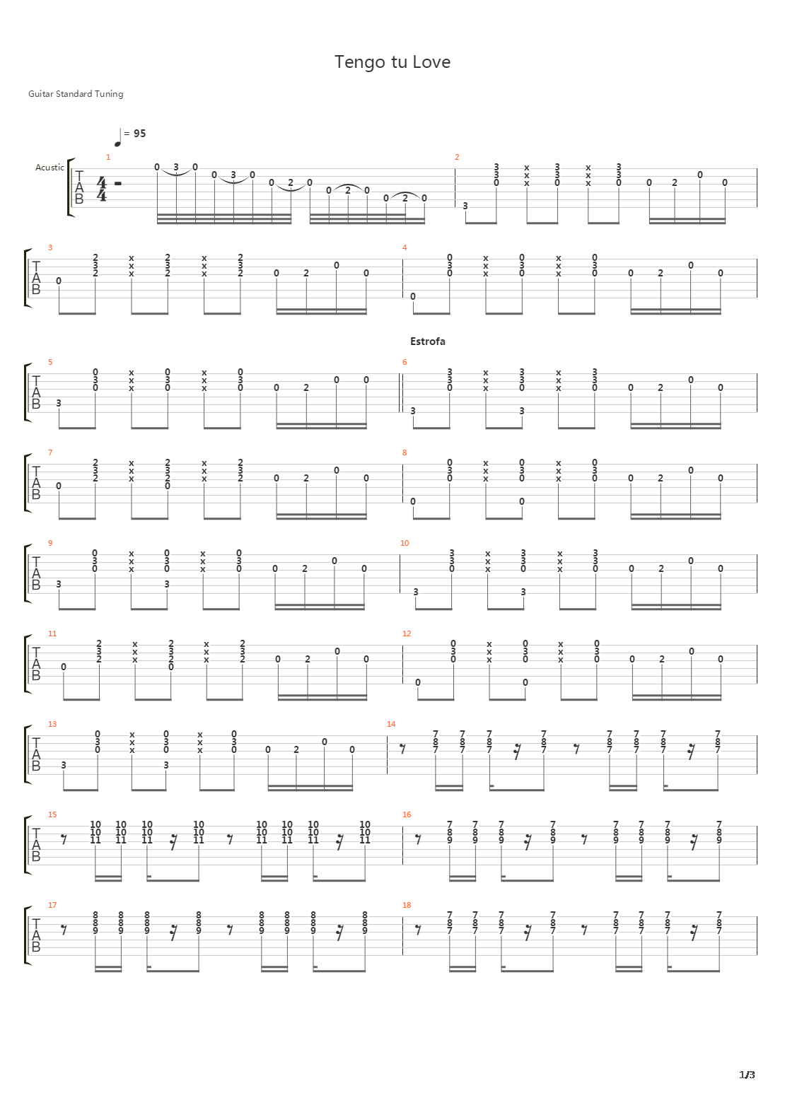 Tengo Tu Love吉他谱