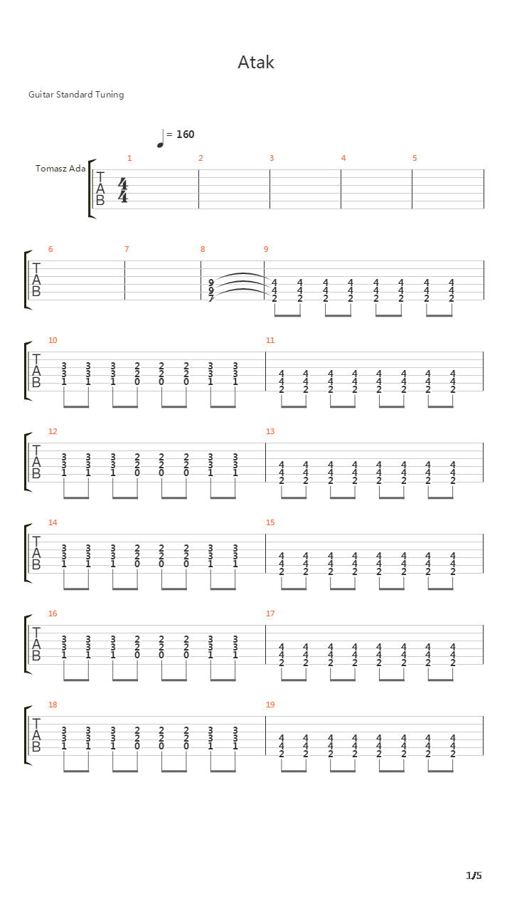 Atak吉他谱