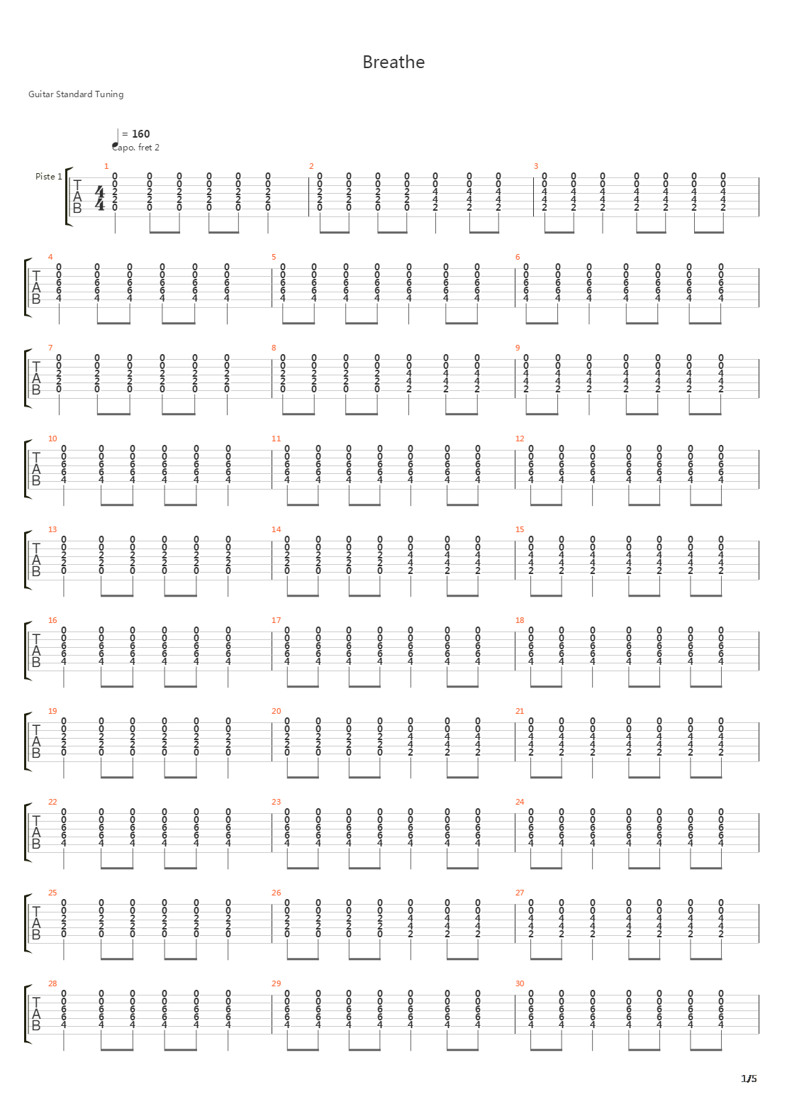 Breathe吉他谱