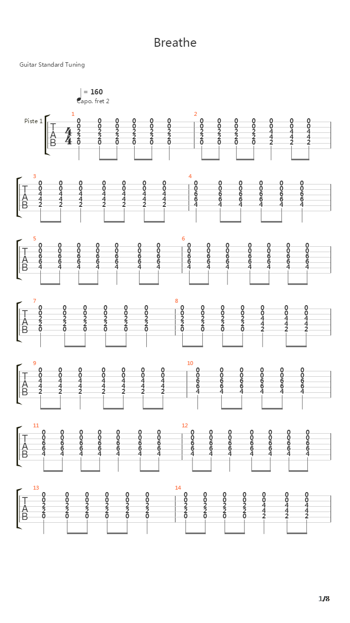 Breathe吉他谱