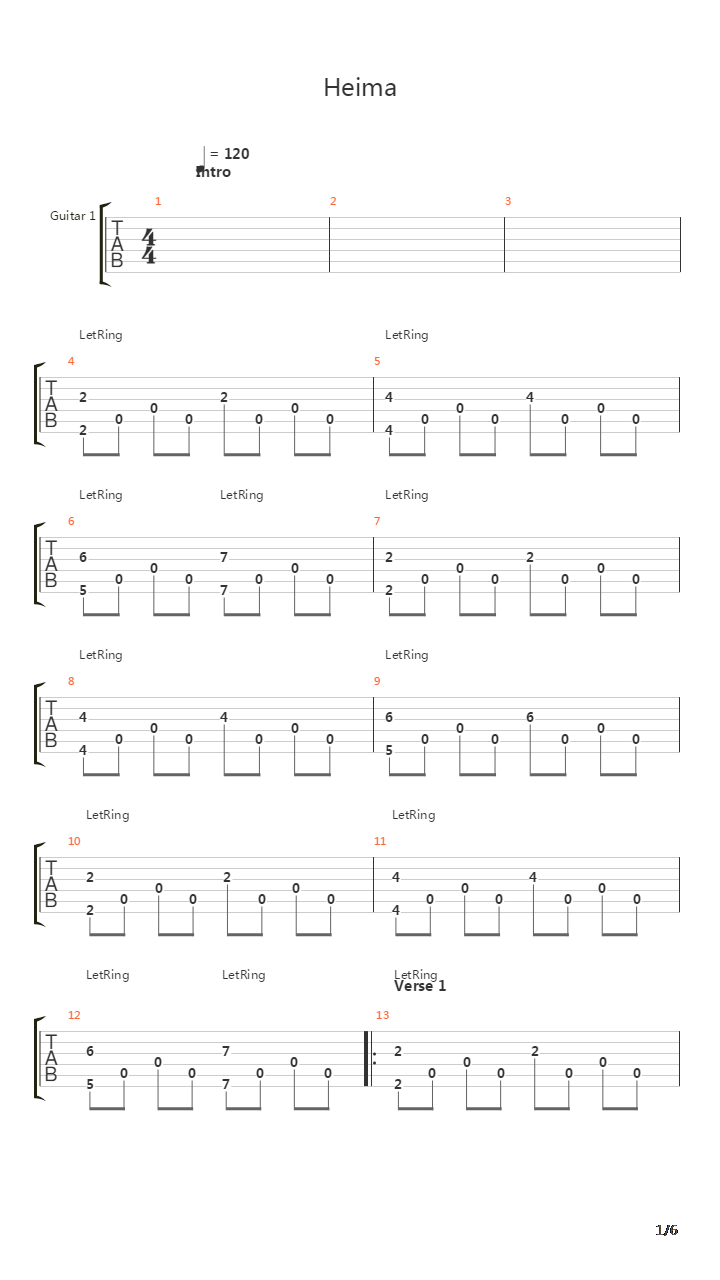 Heima吉他谱