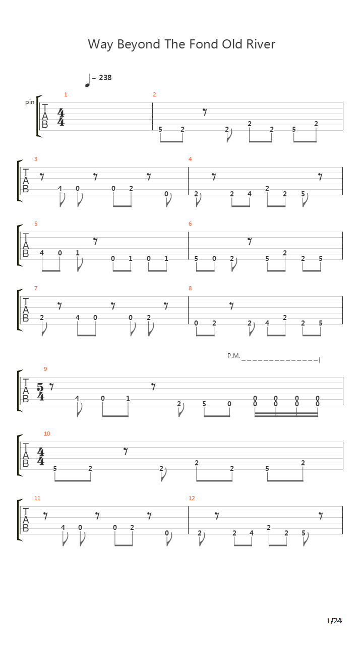 Way Beyond The Fond Old River吉他谱