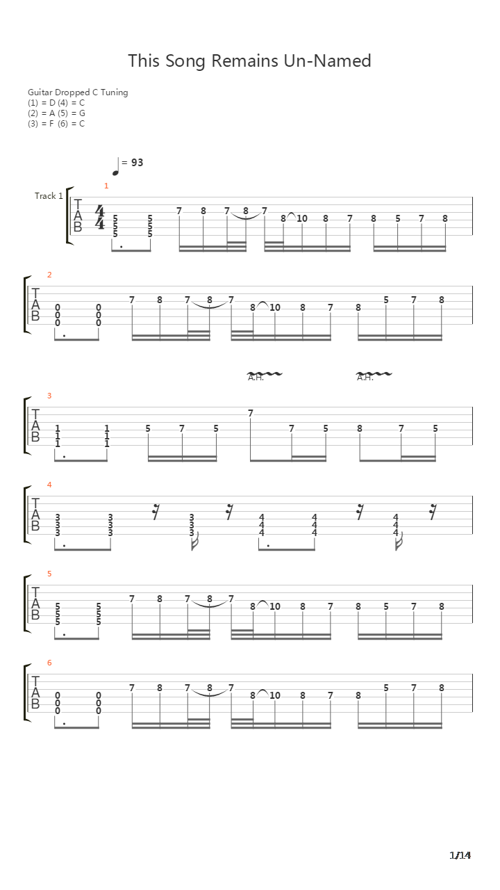 Song Remains Un-named吉他谱