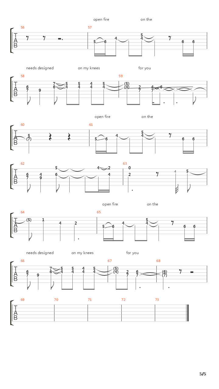 Anas Song Open Fire吉他谱