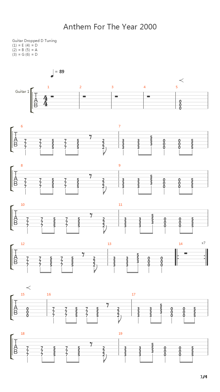Anthem For The Year 2000吉他谱