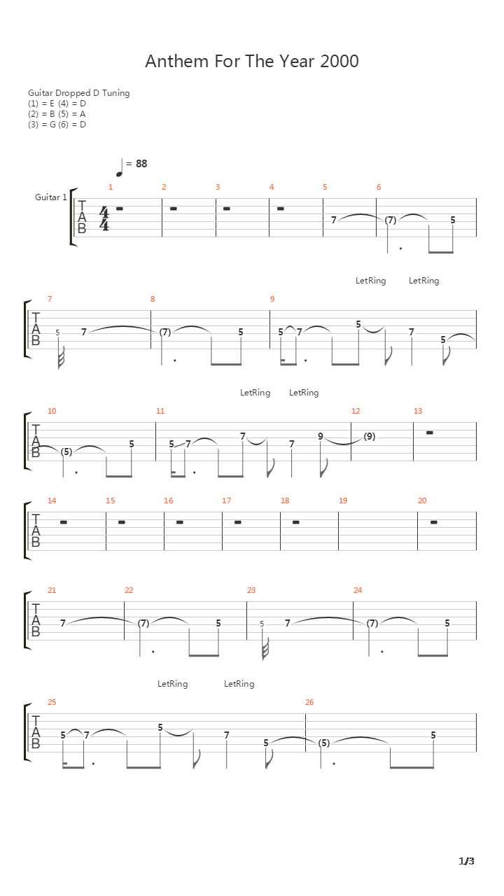 Anthem For The Year 2000吉他谱
