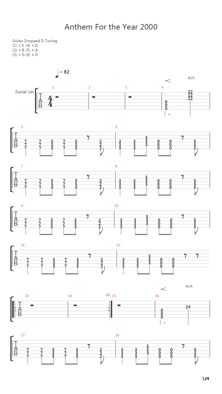 Anthem For The Year 2000吉他谱