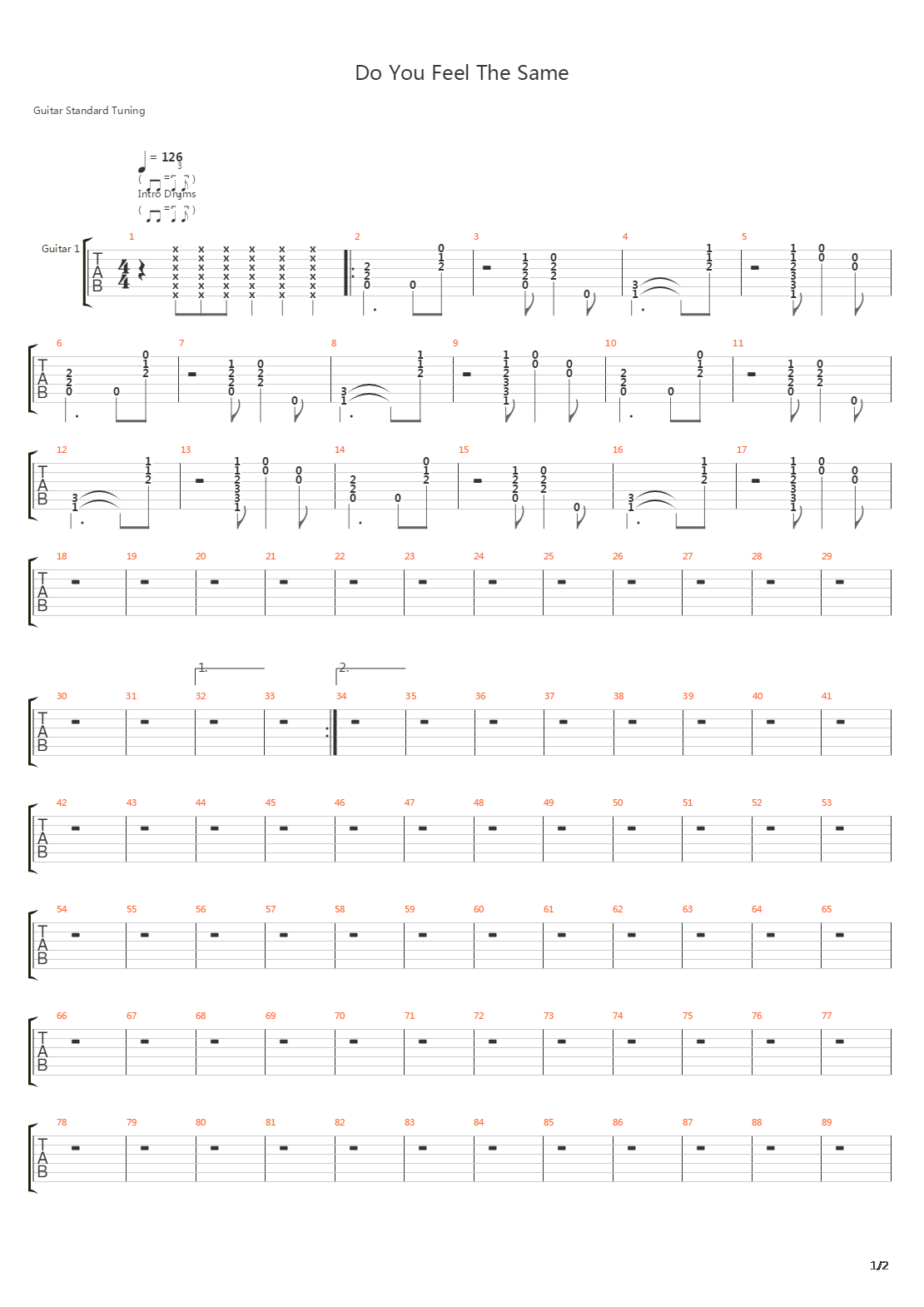 Do You Feel The Same吉他谱