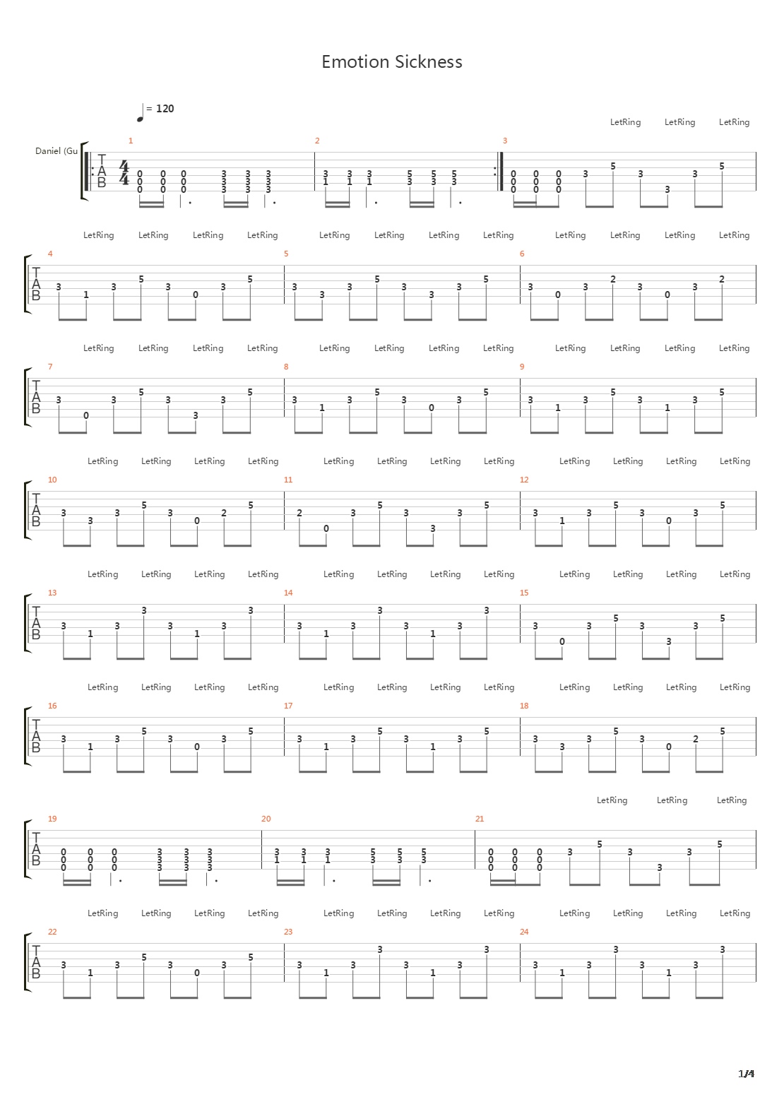Emotion Sickness吉他谱