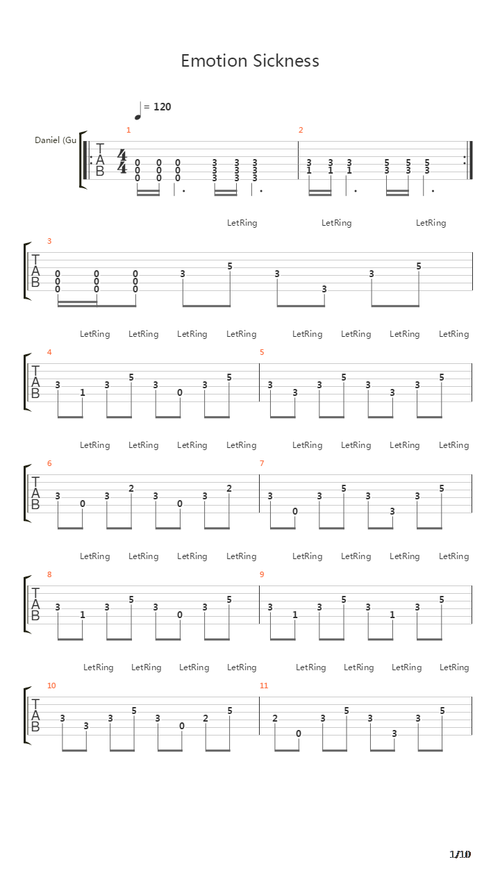 Emotion Sickness吉他谱