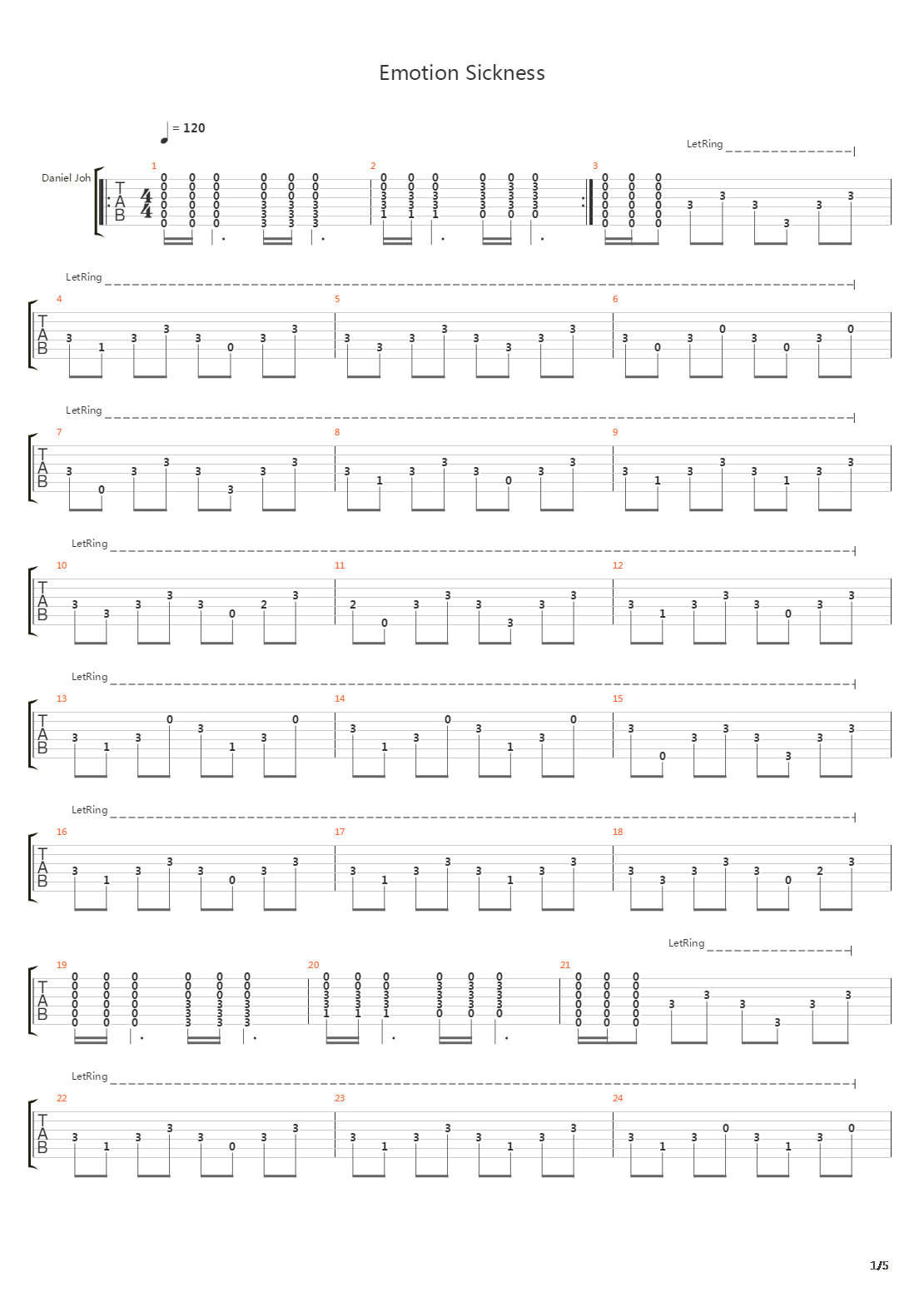 Emotion Sickness吉他谱