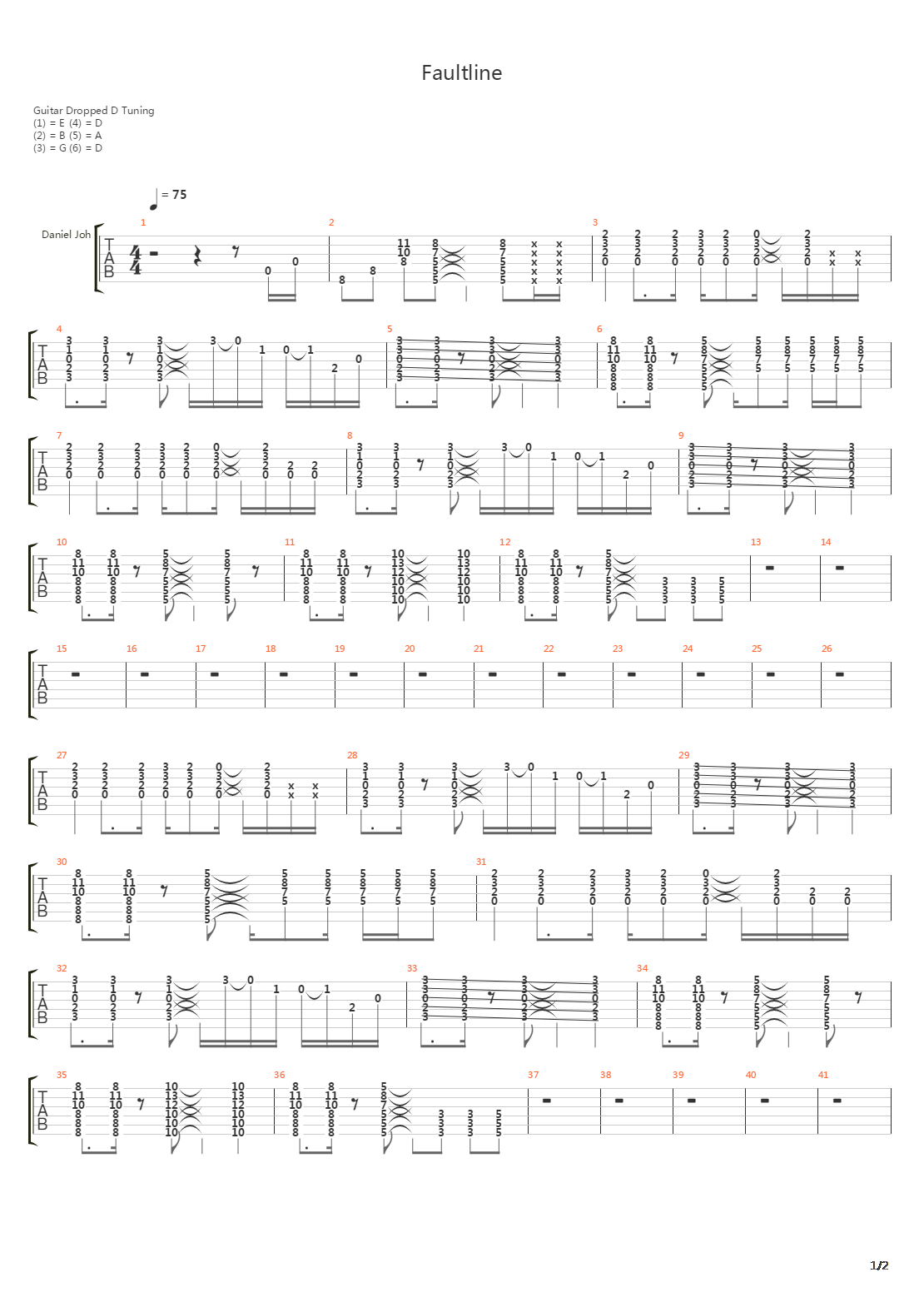 Faultline吉他谱