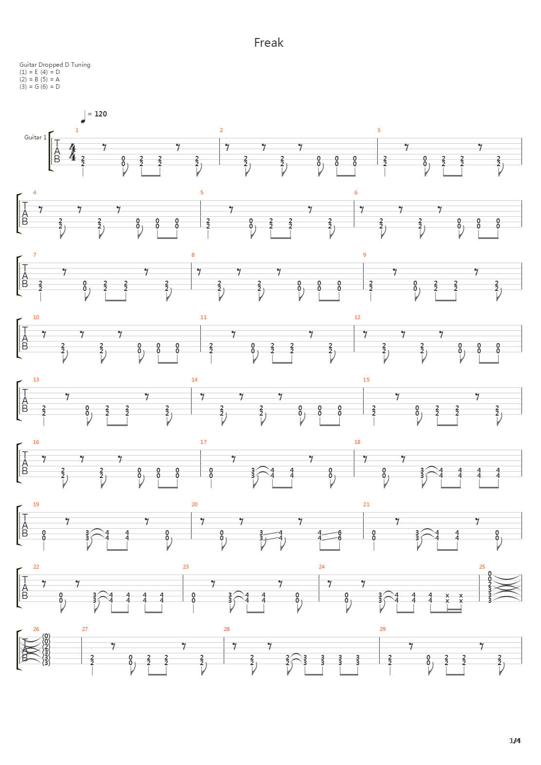 Freak吉他谱