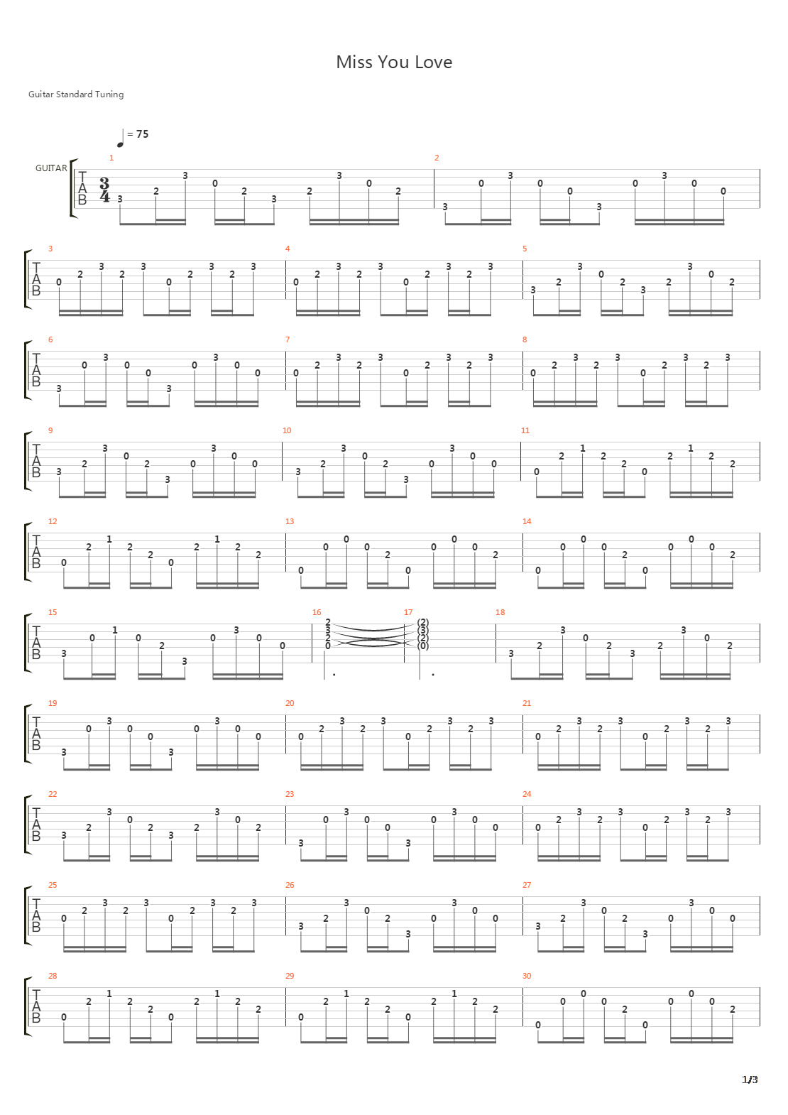 Miss You Love吉他谱