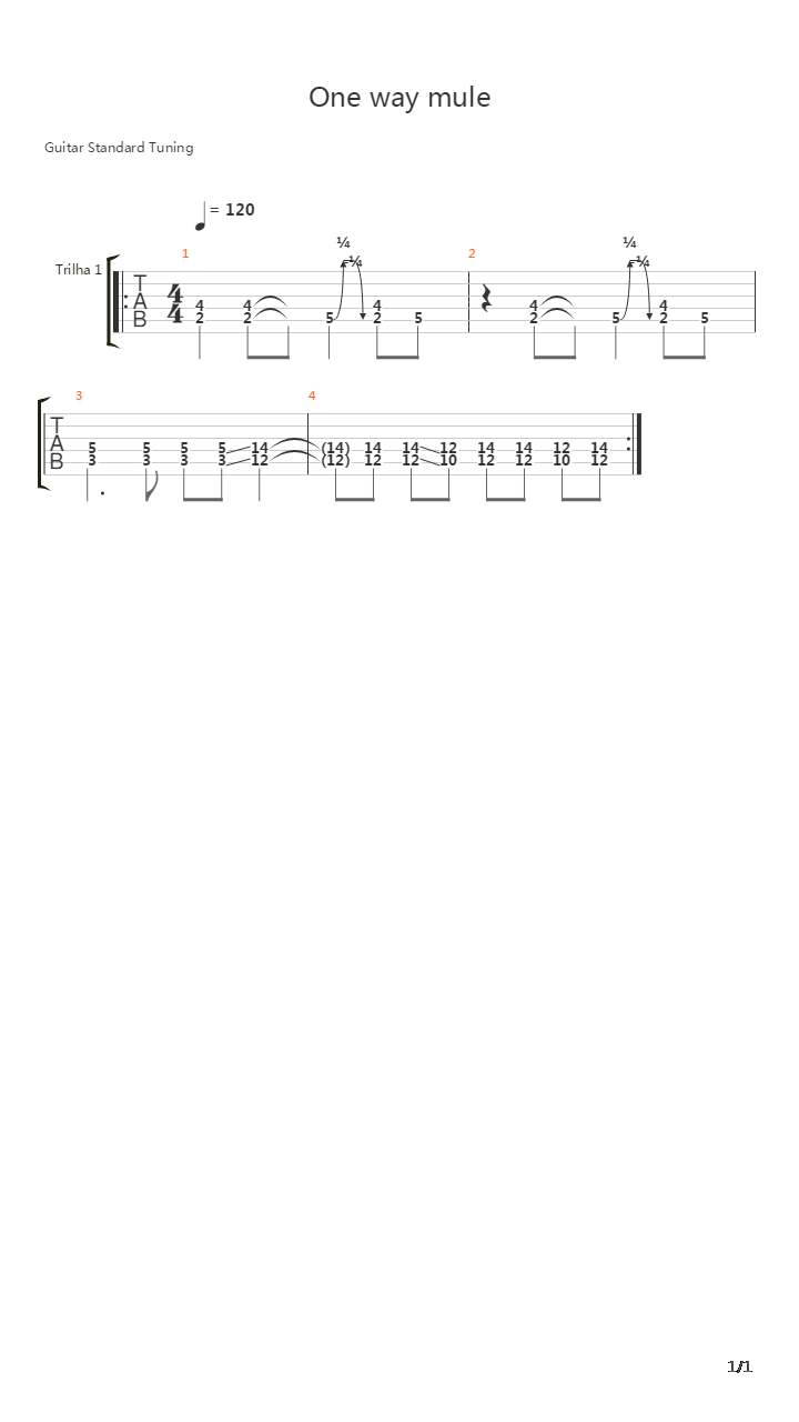 One Way Mule吉他谱