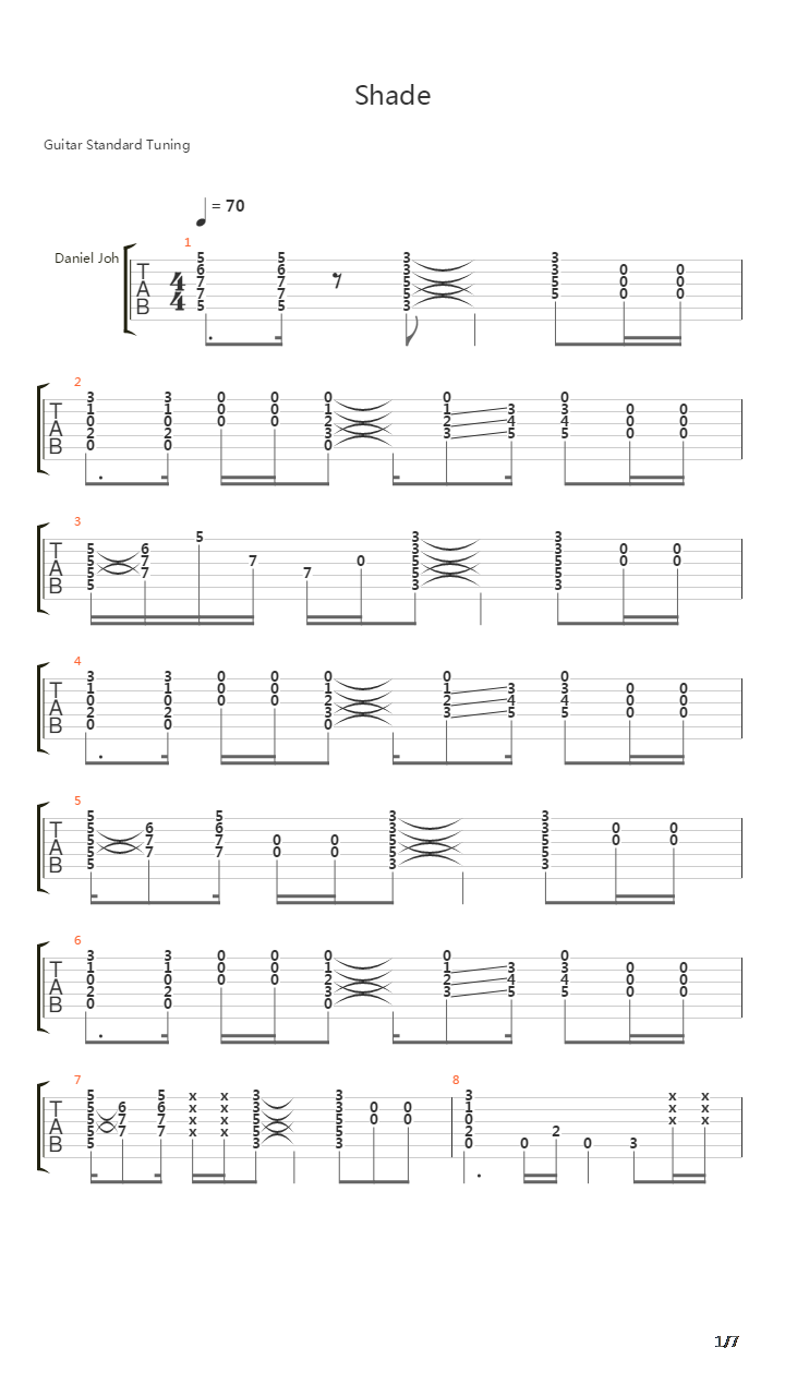 Shade吉他谱