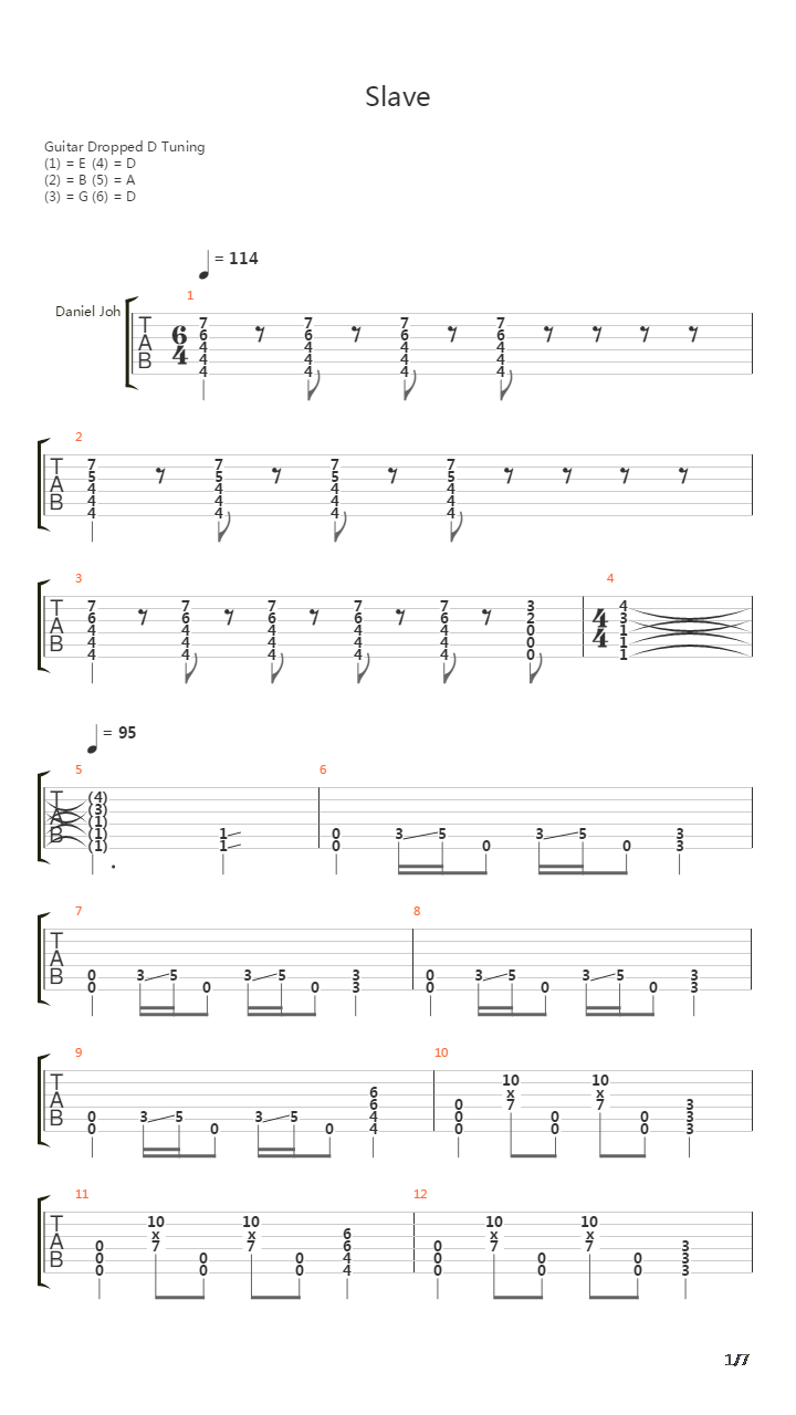 Slave吉他谱