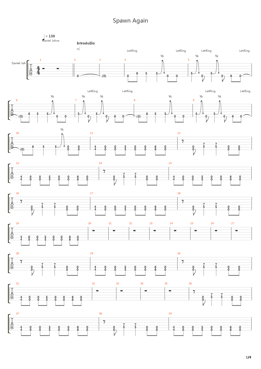 Spawn Again吉他谱