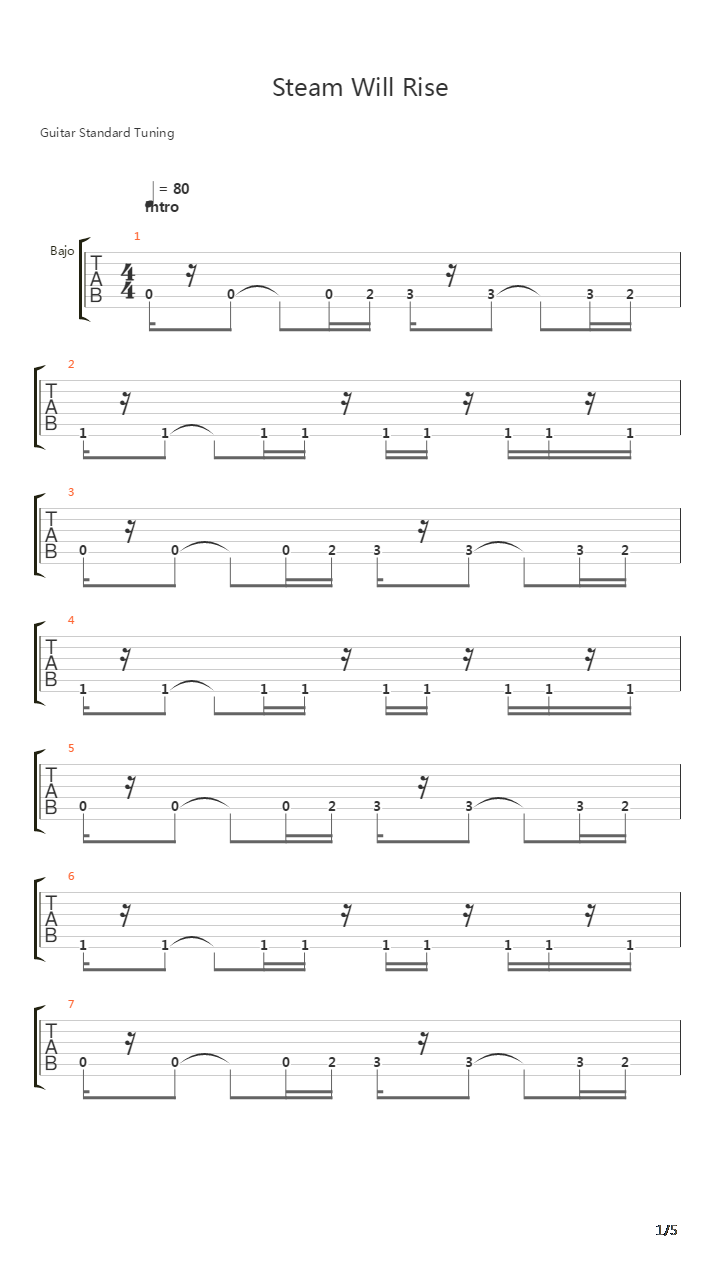 Steam Will Rise吉他谱