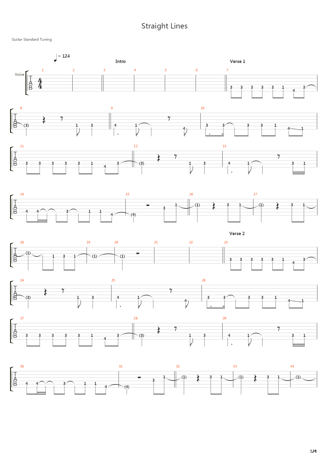 Straight Lines吉他谱