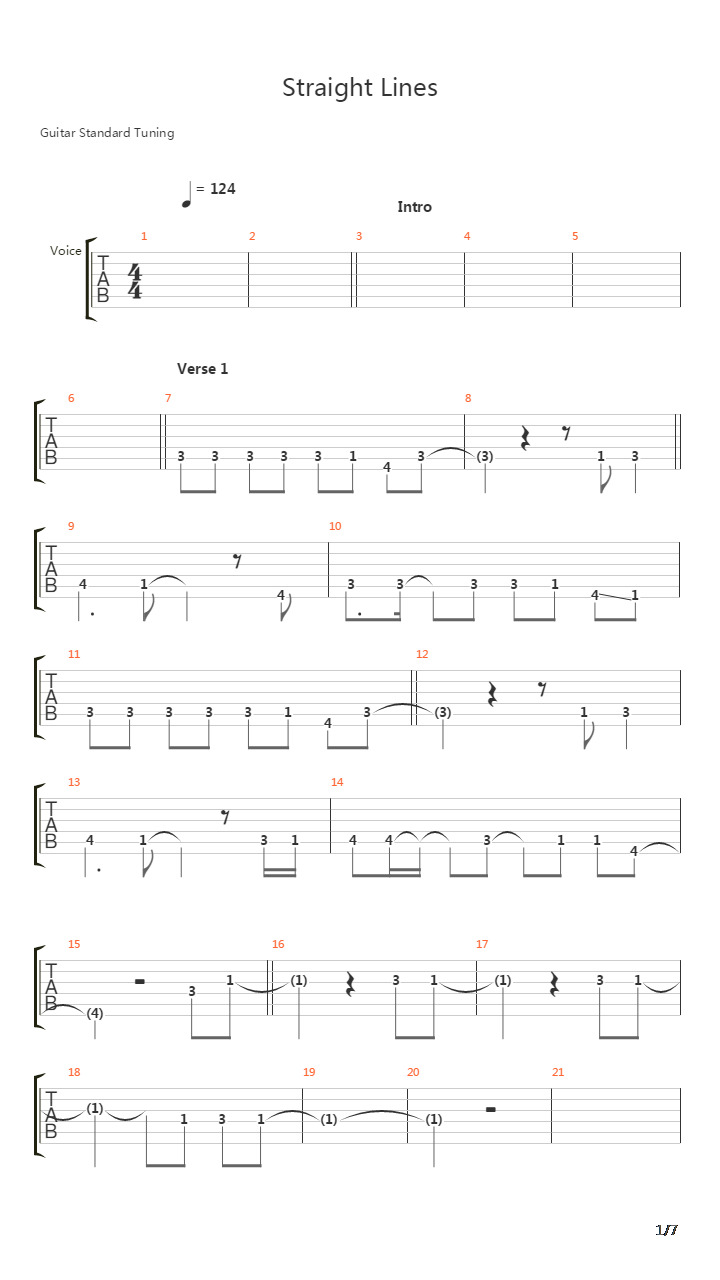 Straight Lines吉他谱