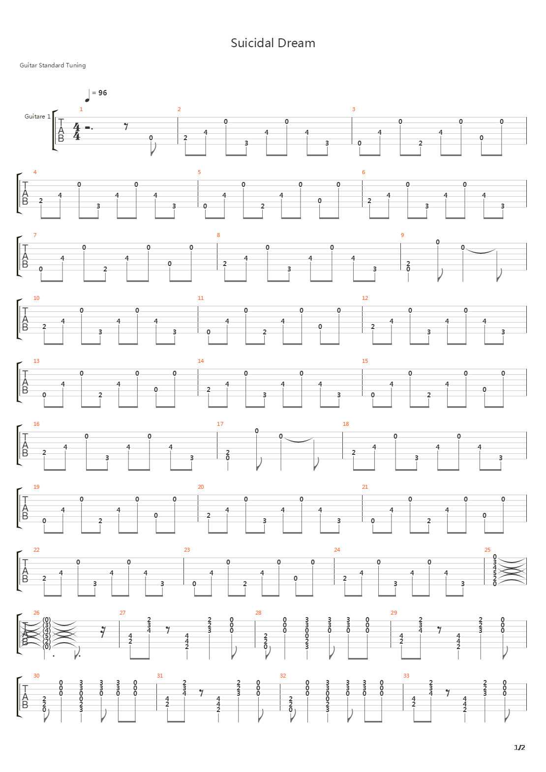 Suicidal Dream吉他谱