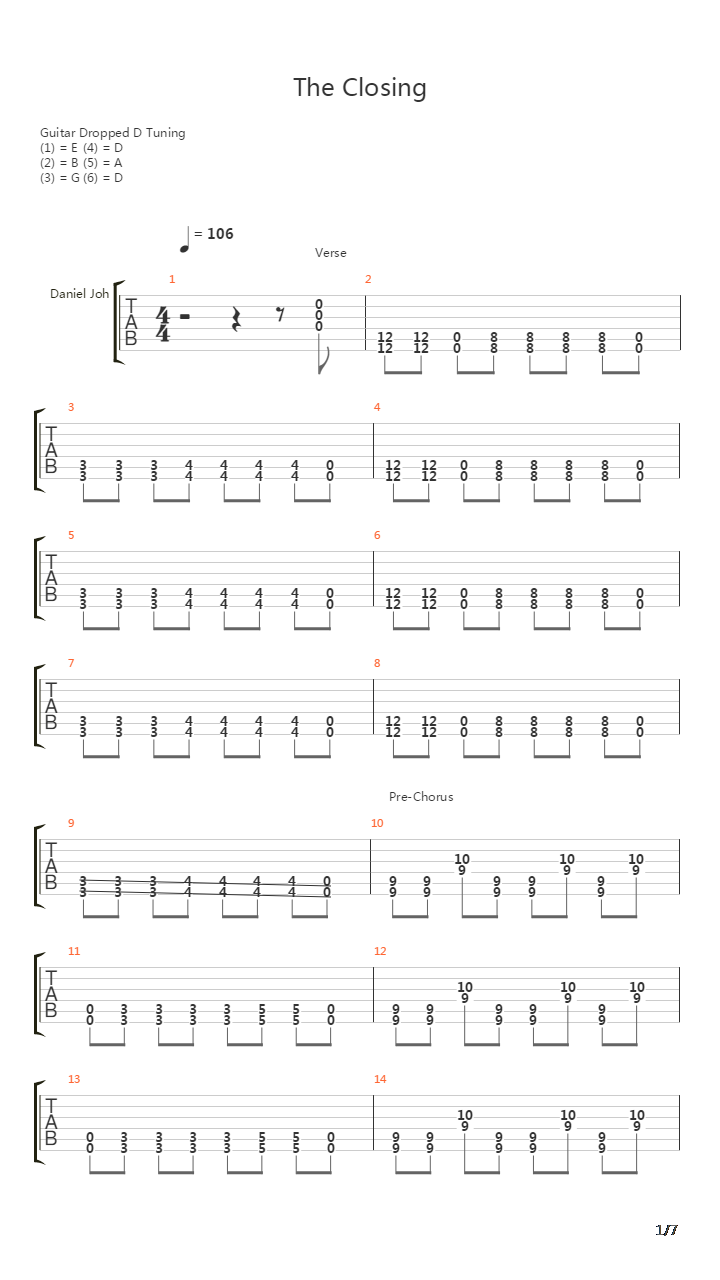 The Closing吉他谱