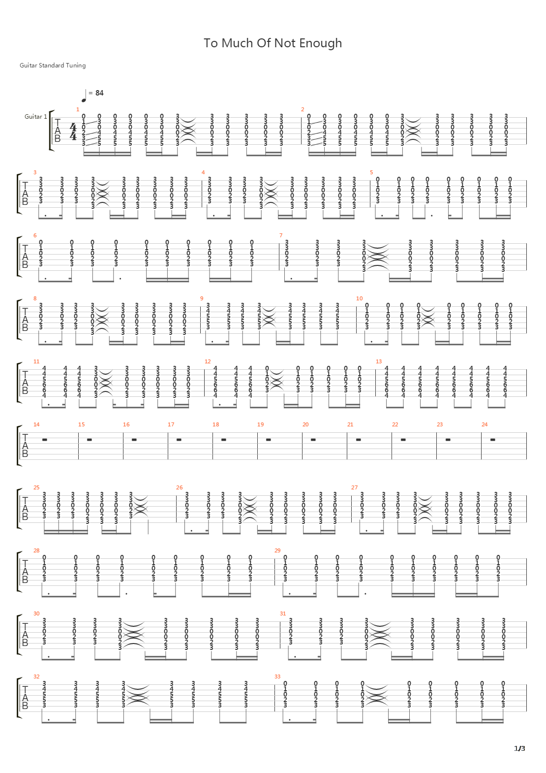 To Much Of Not Enough吉他谱