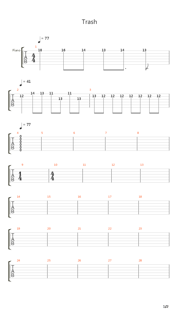 Trash吉他谱