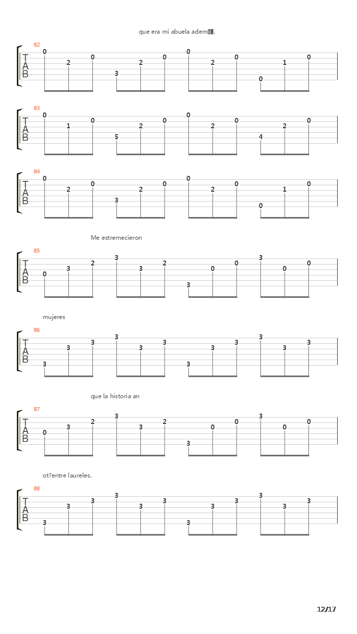 Mujeres吉他谱
