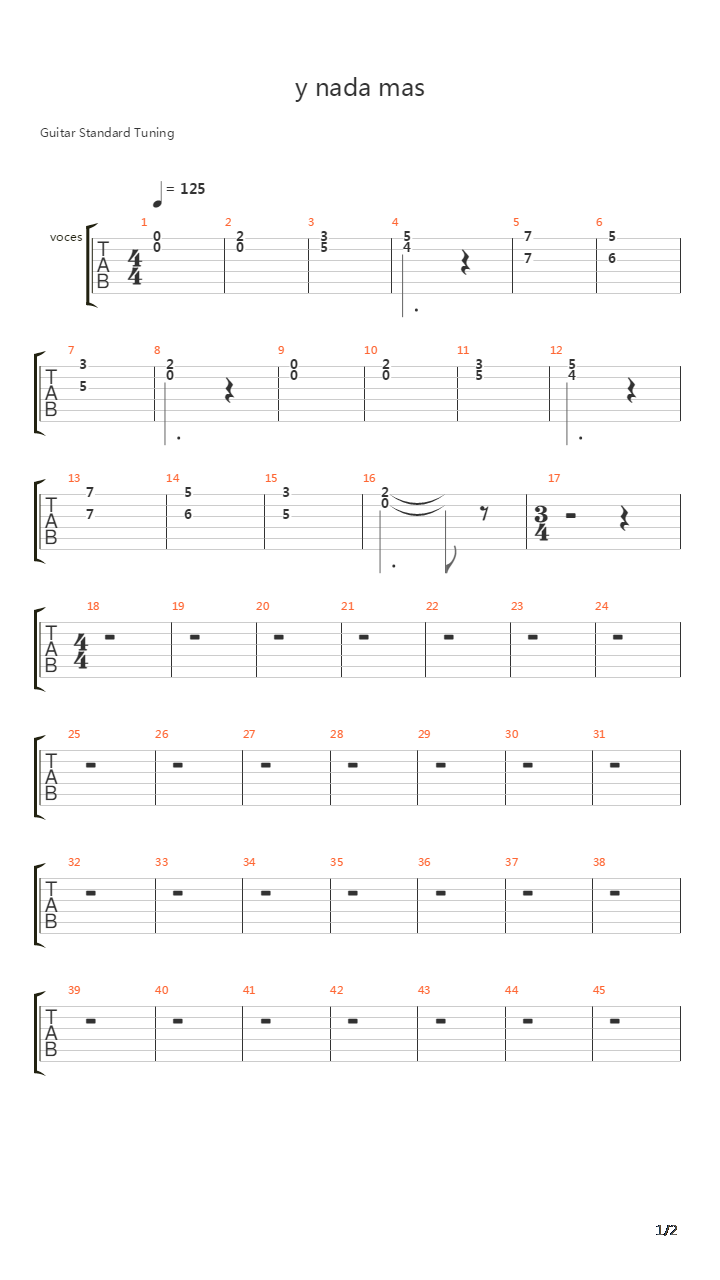 Y Nada Mas吉他谱
