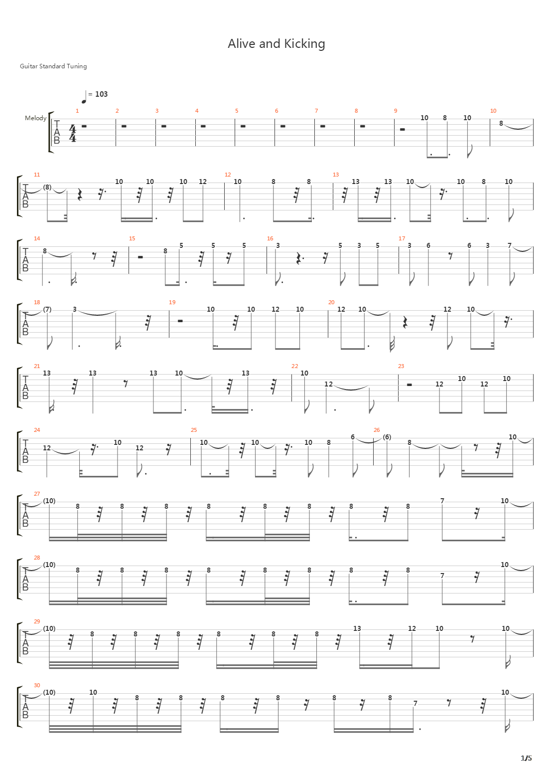 Alive And Kicking吉他谱
