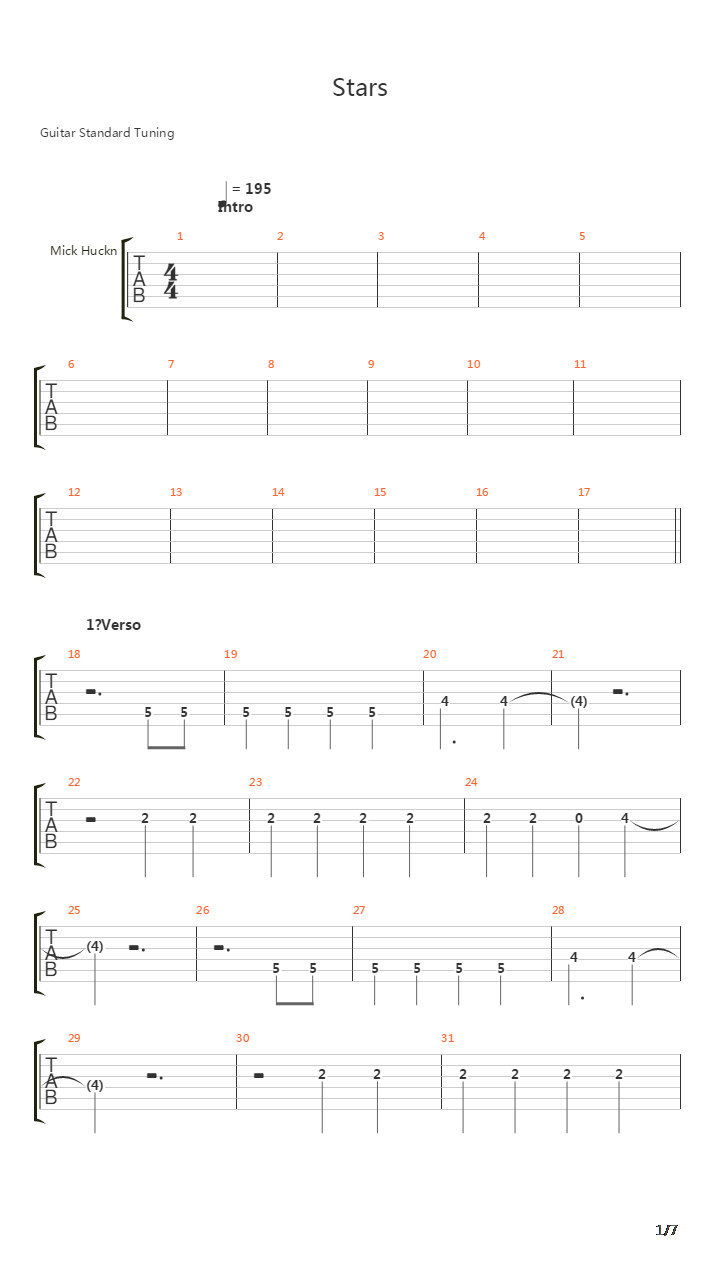Stars吉他谱
