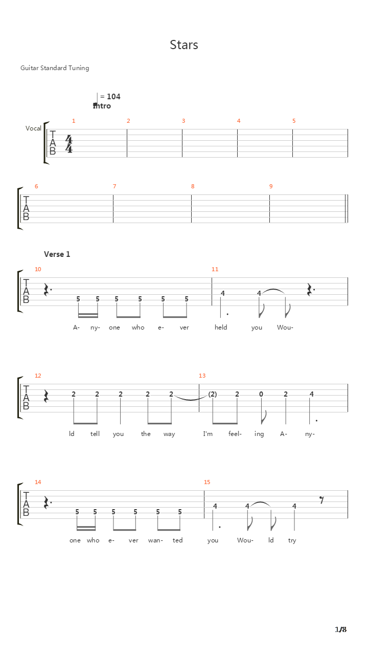 Stars吉他谱