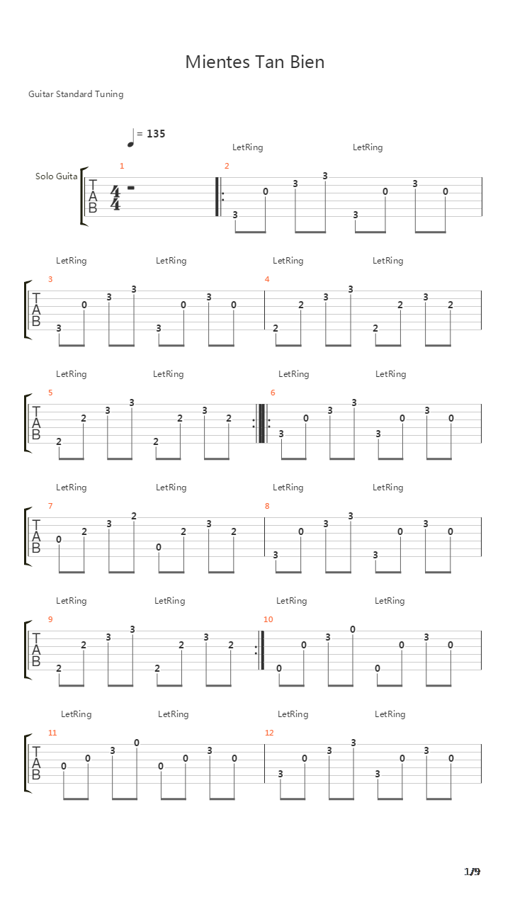 Mientes Tan Bien吉他谱