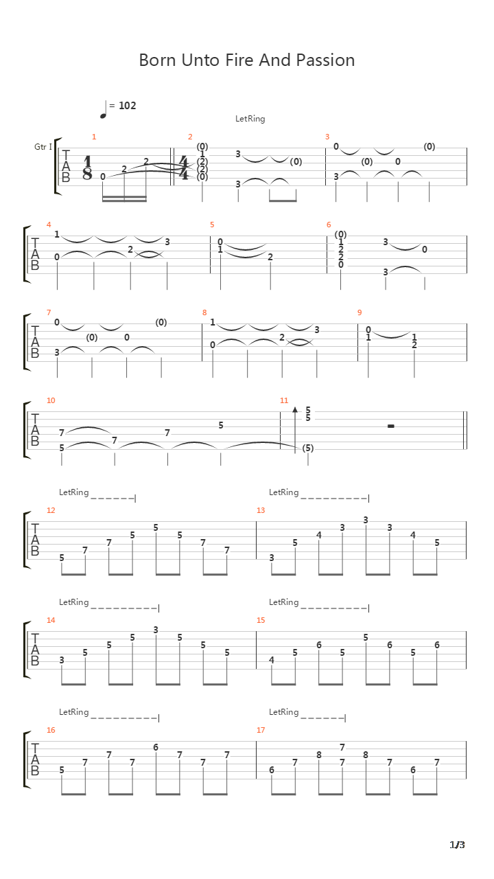 Born Unto Fire And Passion吉他谱
