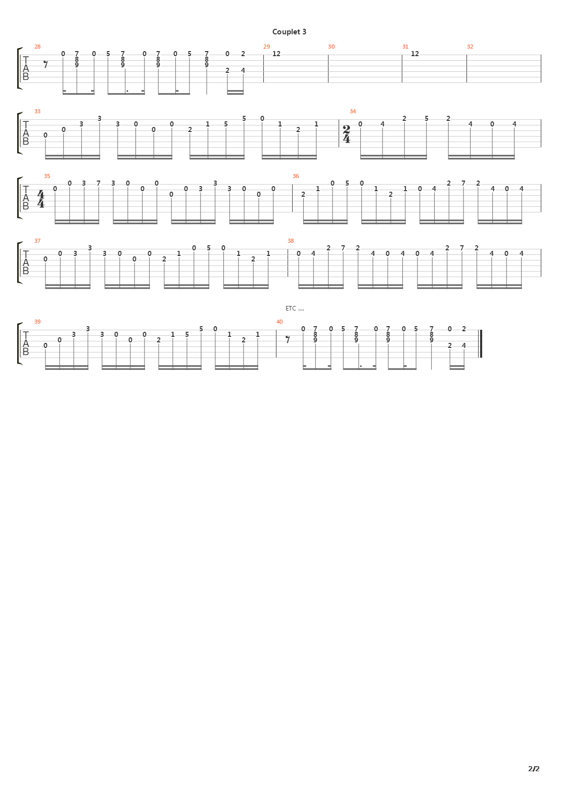 Jeu Denfant吉他谱