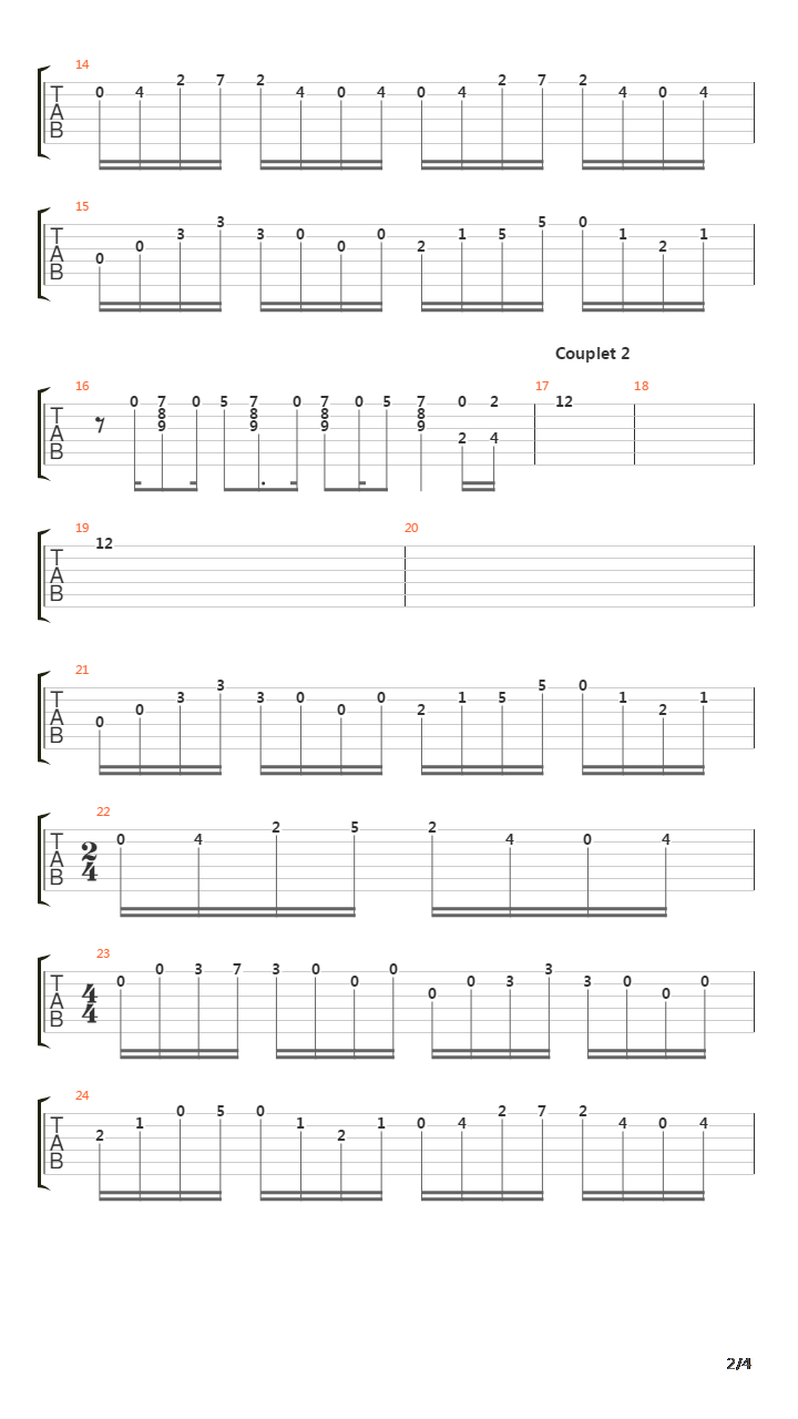 Jeu Denfant吉他谱