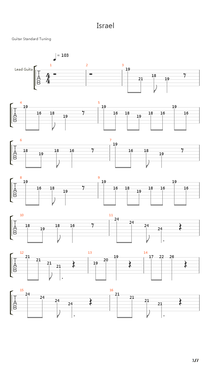 Israel吉他谱