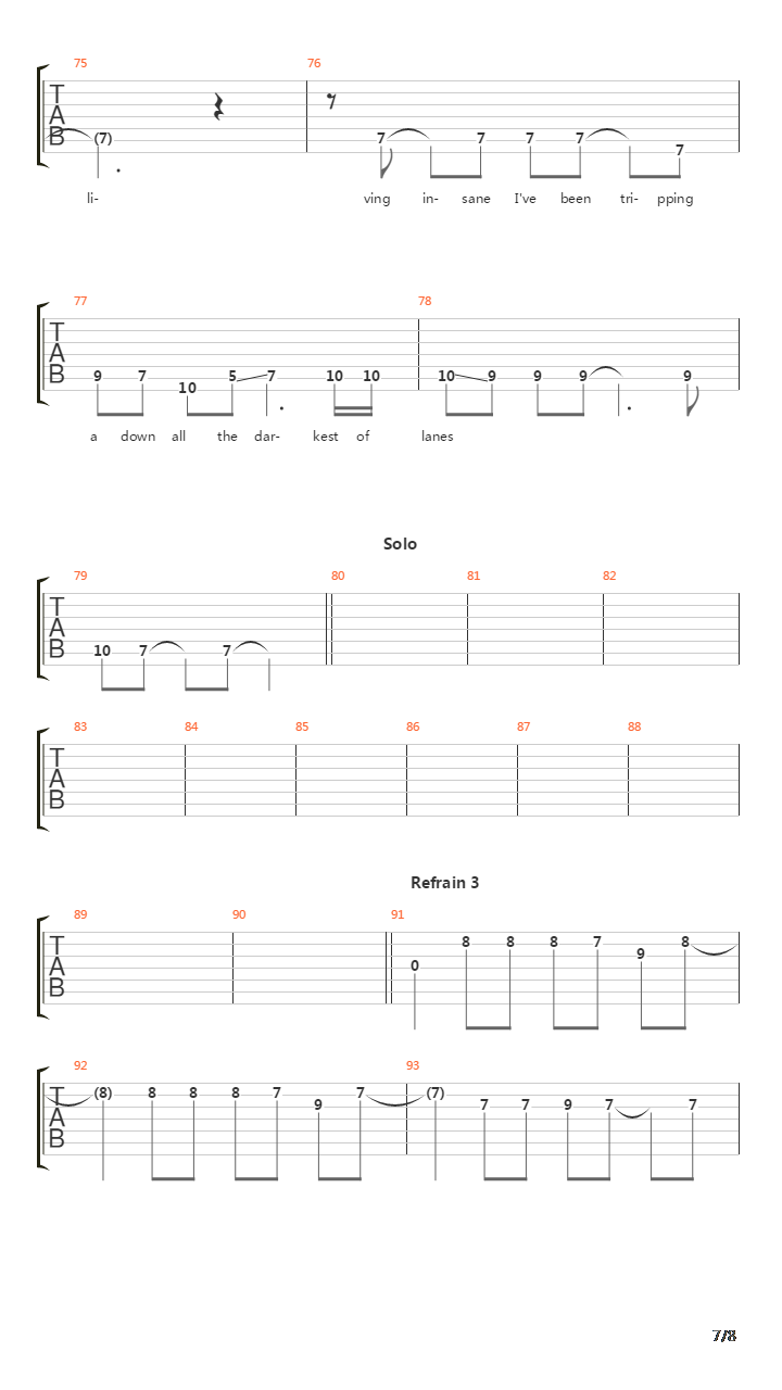 Absent Without Leave吉他谱