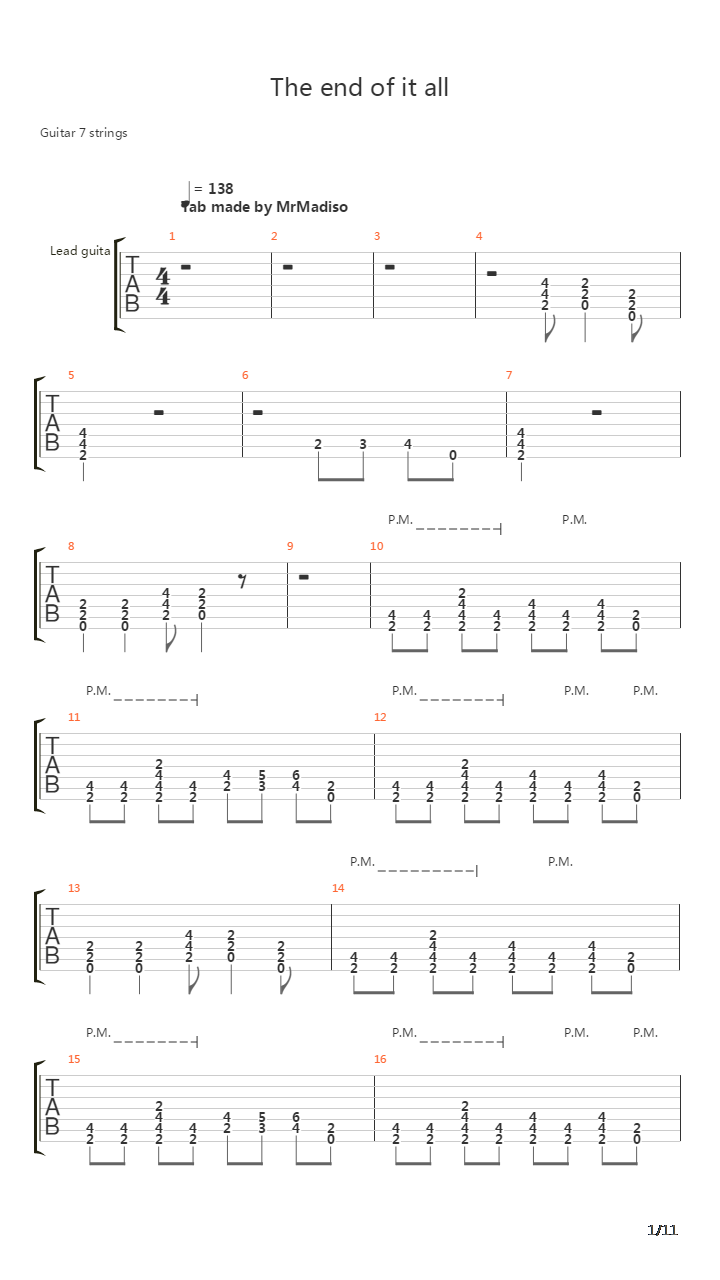 The End Of It All吉他谱