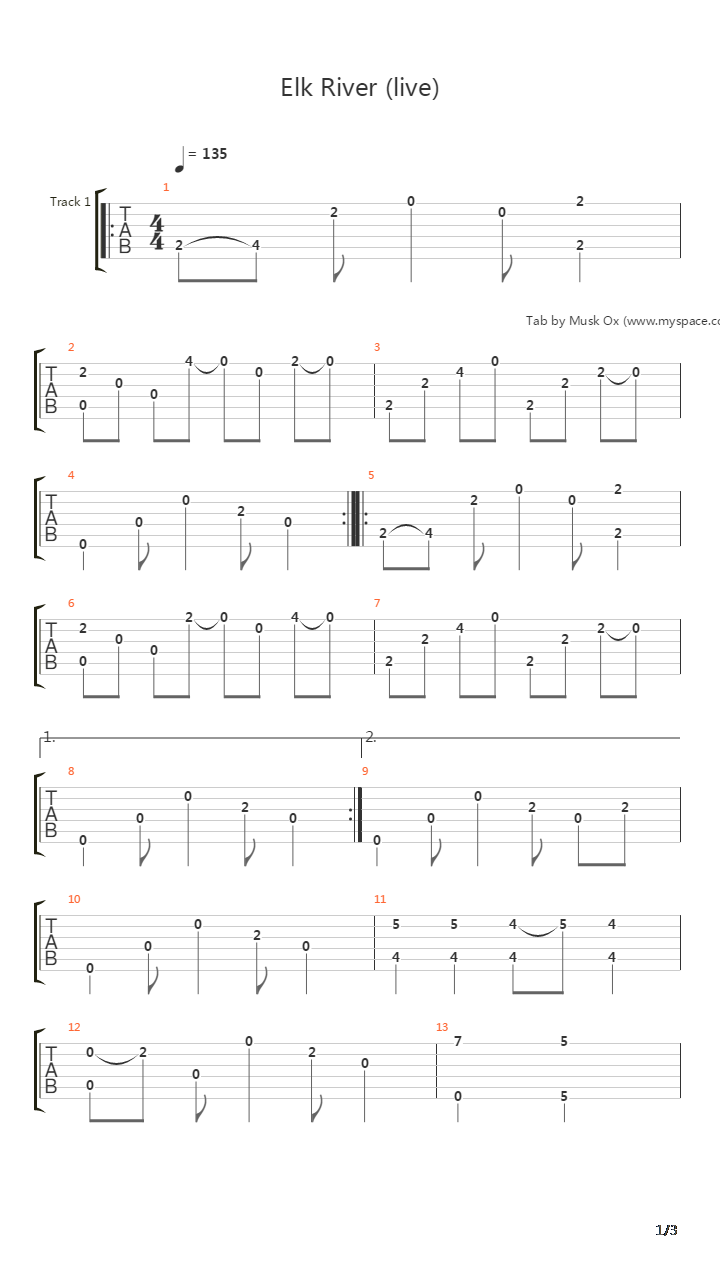 Elk River Live吉他谱