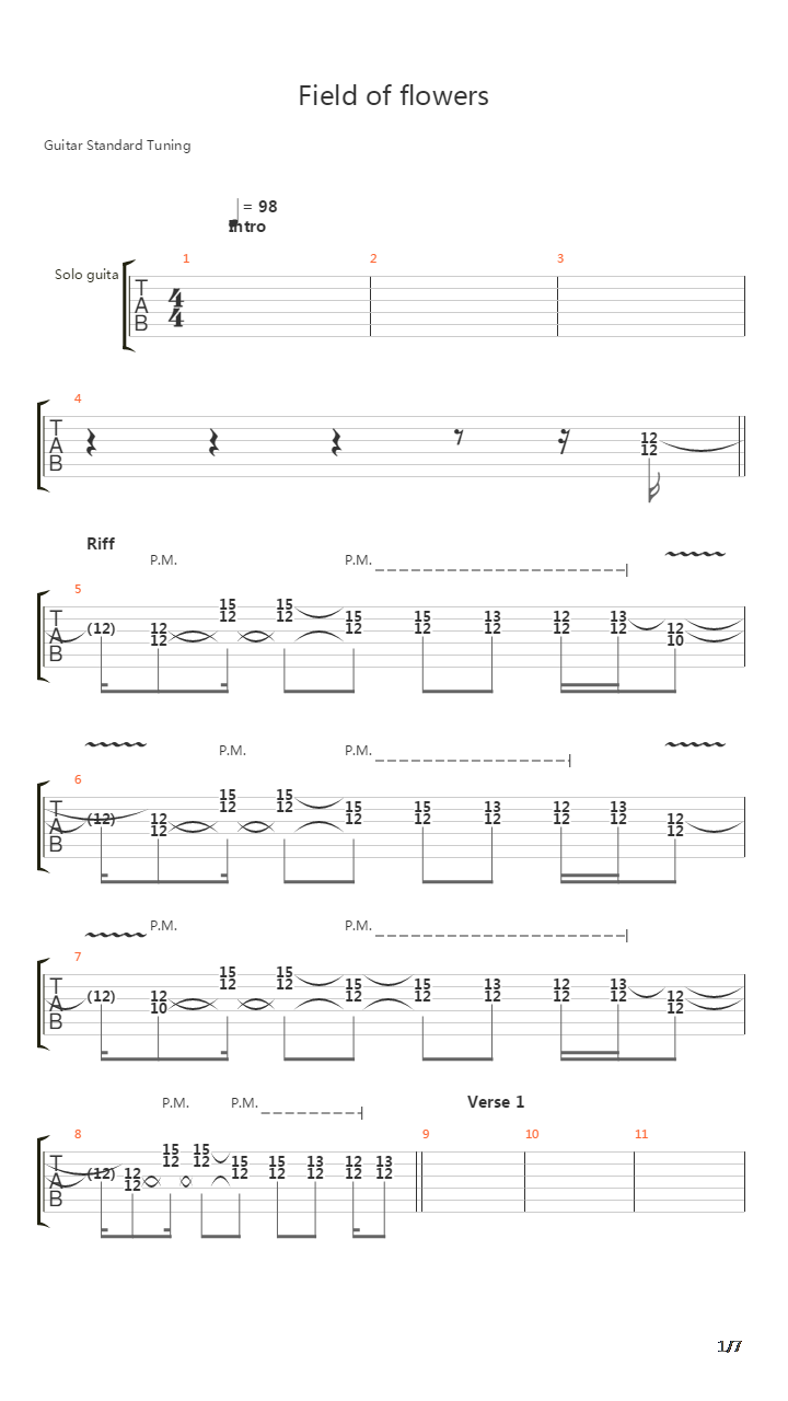 Field Of Flowers吉他谱