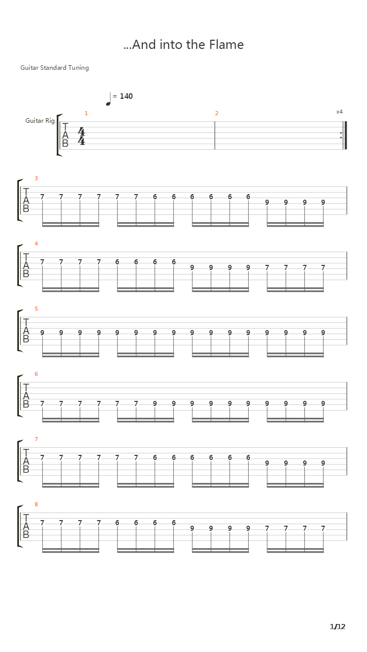 And Into The Flame吉他谱