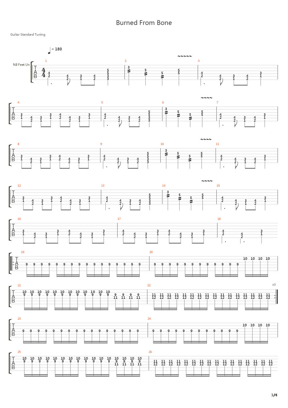 Burned From Bone吉他谱